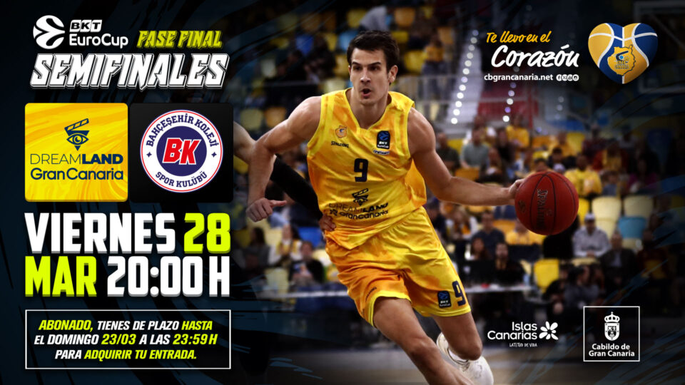 Jugador del CB Gran Canaria en acción durante la semifinal de la BKT EuroCup.